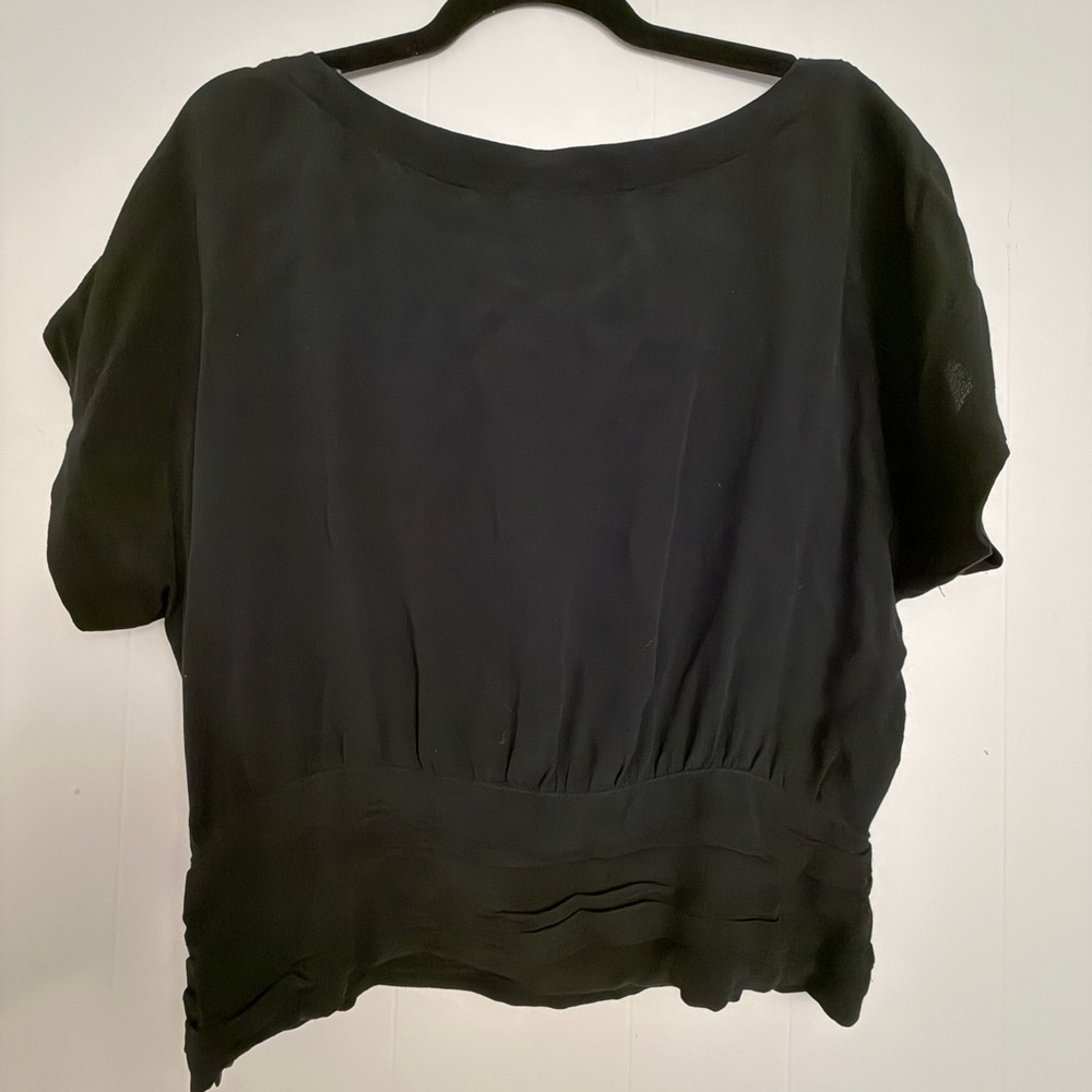 Maeve Anthropologie Blouse Womens 10 Black Excellent Pleated Waist Side Zip Top - Picture 6 of 7